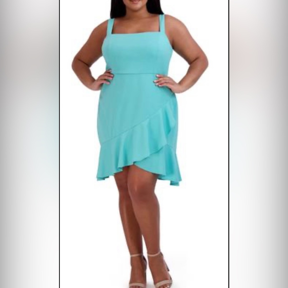 BCBG Women’s Ruffle Skirt Dress - Turquoise - Size XXL